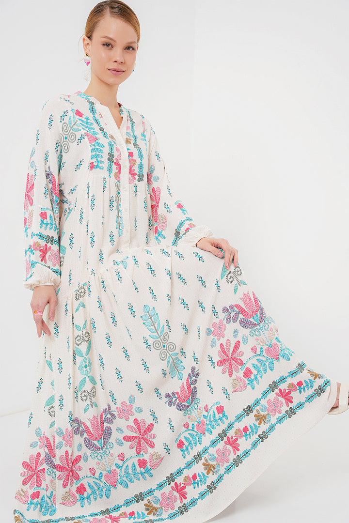 Bigdart 2423 Robe de hijab à motifs authentiques - Bleu