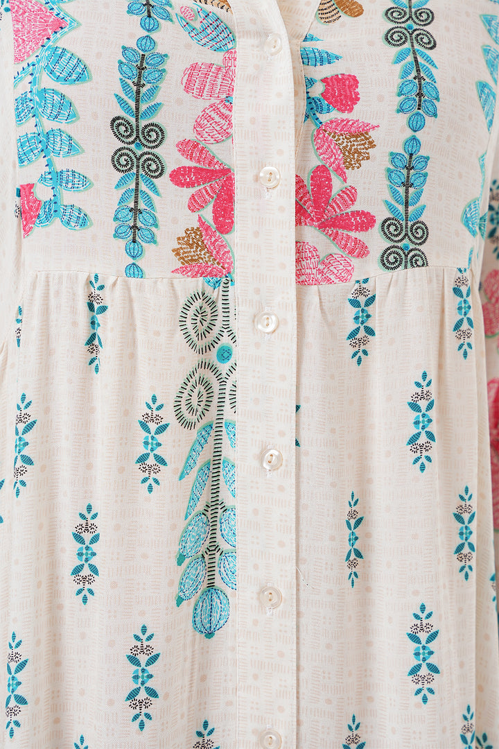 Bigdart 2423 Robe de hijab à motifs authentiques - Bleu