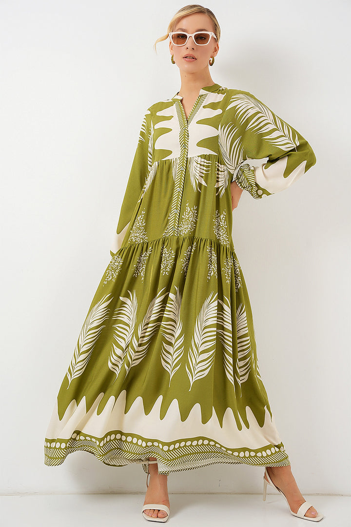 Bigdart Robe de modestie à motif authentique 2423 - Vert menthe