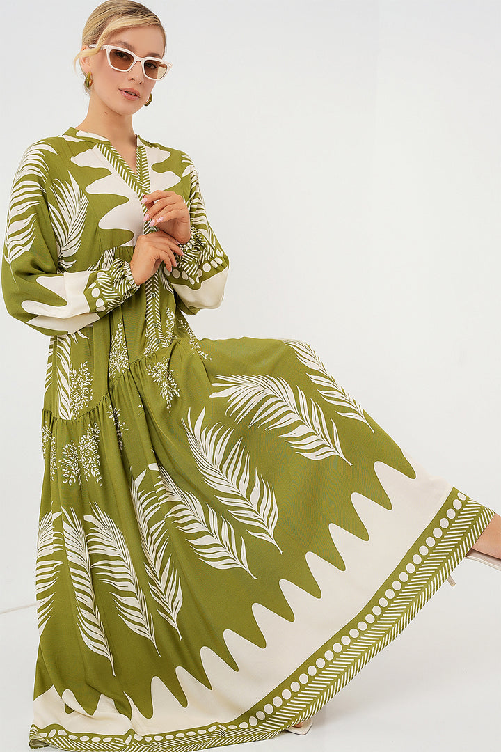 Bigdart Robe de modestie à motif authentique 2423 - Vert menthe