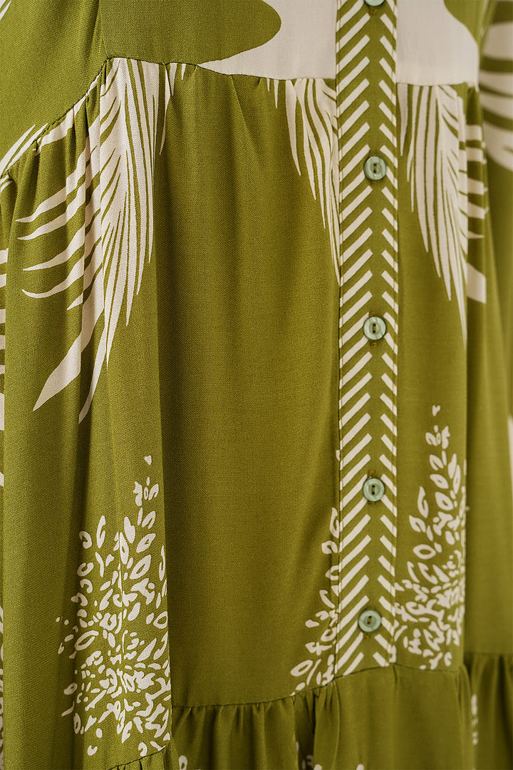 Bigdart Robe de modestie à motif authentique 2423 - Vert menthe