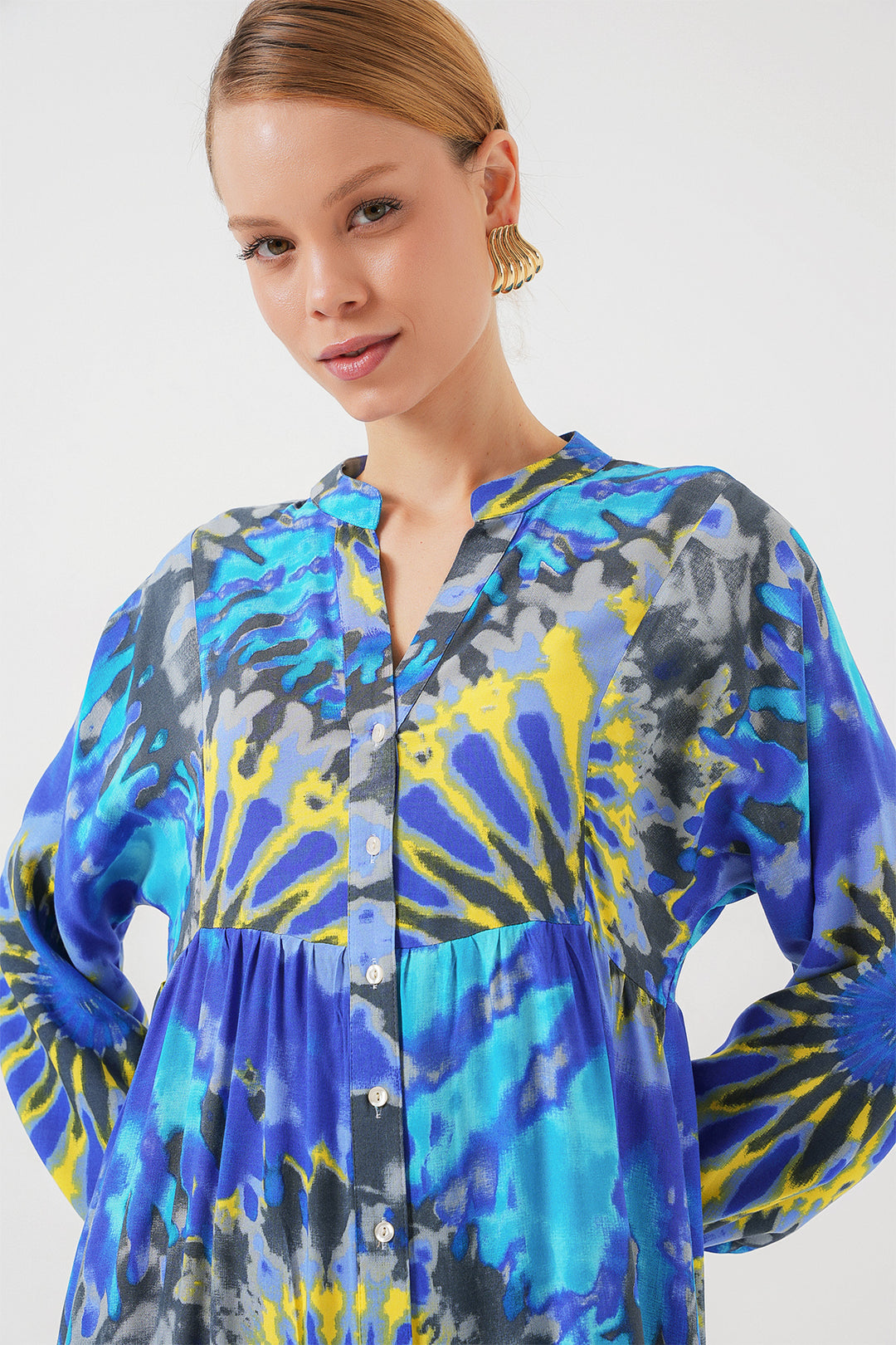 Bigdart Robe de hijab à motif authentique 2423 - Bleu saphir