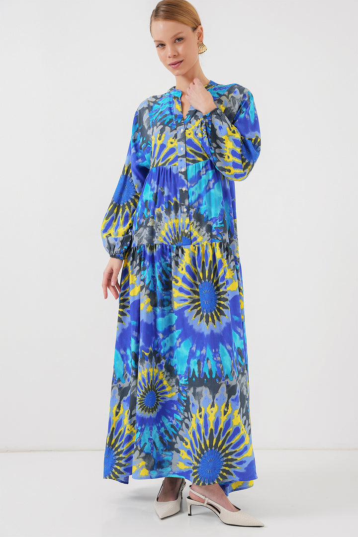 Bigdart Robe de hijab à motif authentique 2423 - Bleu saphir