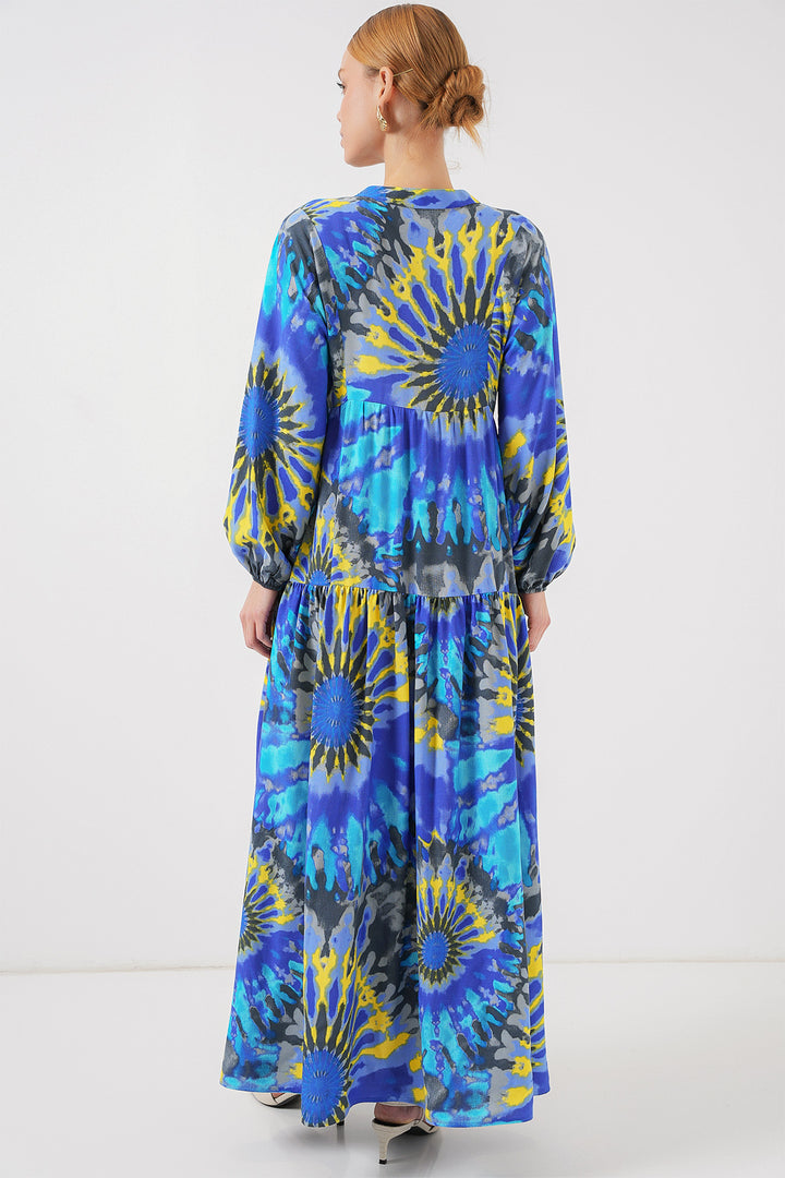 Bigdart Robe de hijab à motif authentique 2423 - Bleu saphir