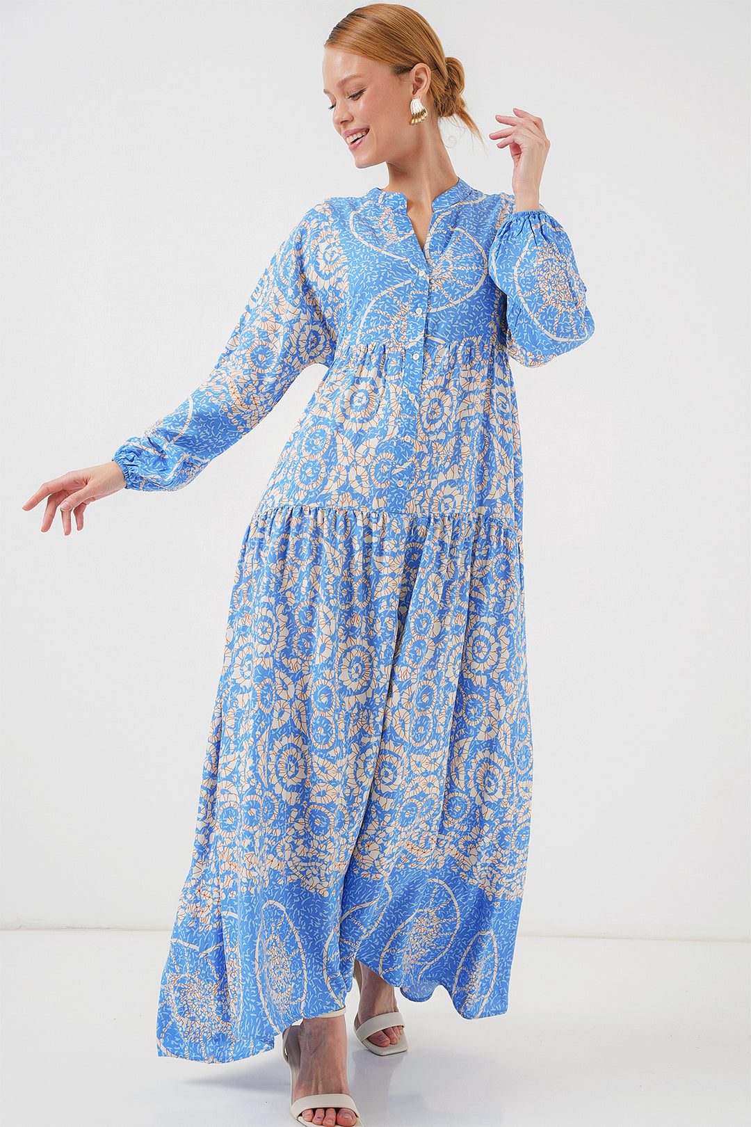 Bigdart Robe de hijab à motif authentique 2423 - Bleu ciel