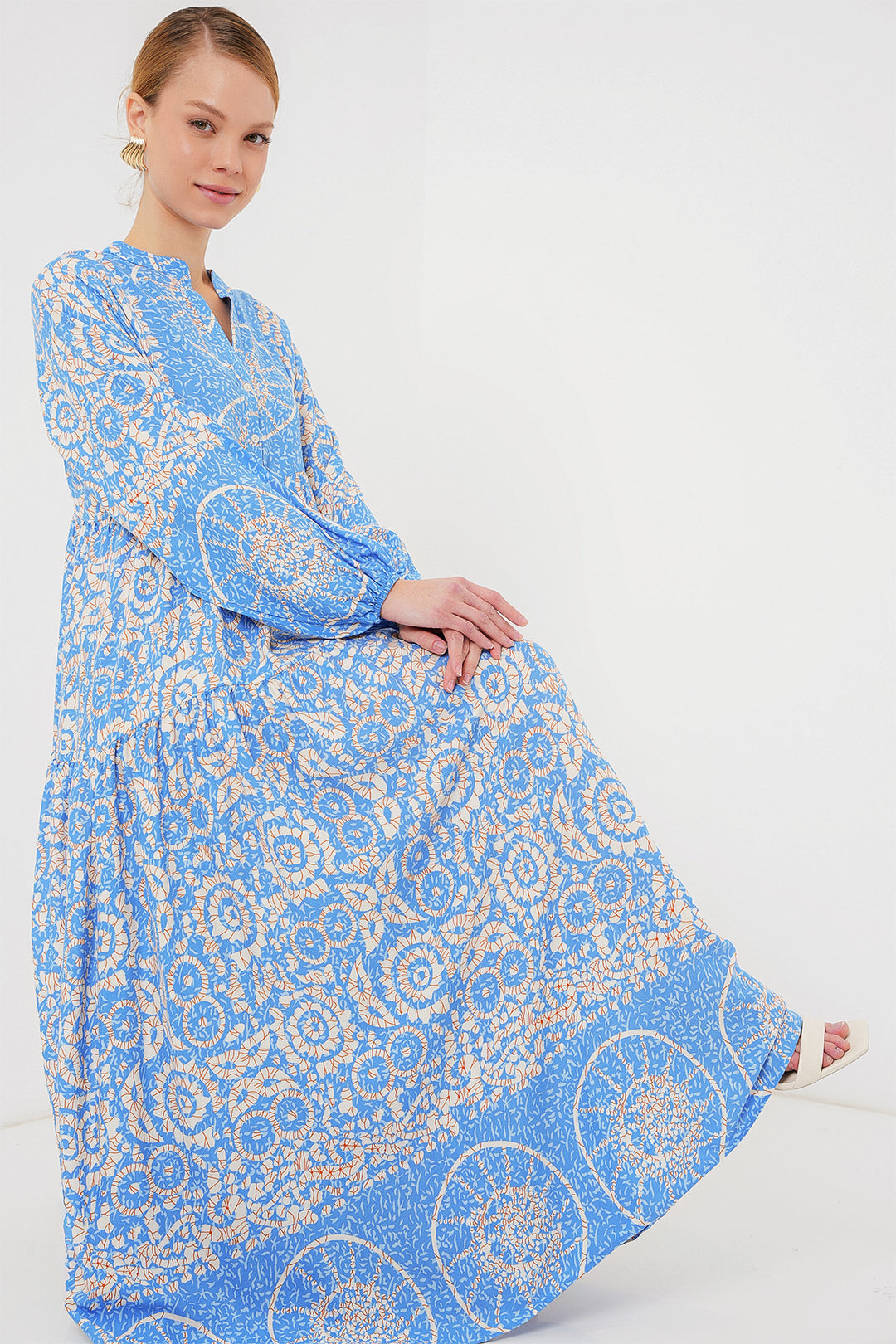 Bigdart Robe de hijab à motif authentique 2423 - Bleu ciel