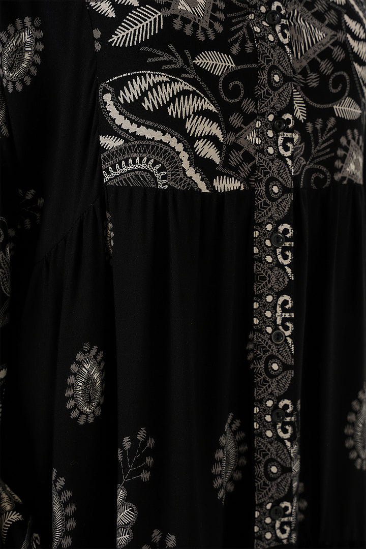 Bigdart Robe de Modestie à Motif Authentique 2423 - Noir - Noir - Noir - Blanc 1