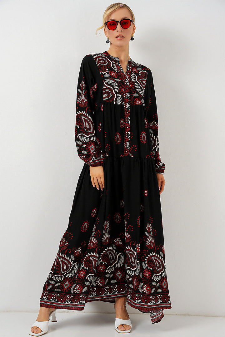 Bigdart 2423 Robe de mode authentique - Noir - Noir - Noir - Bordeaux