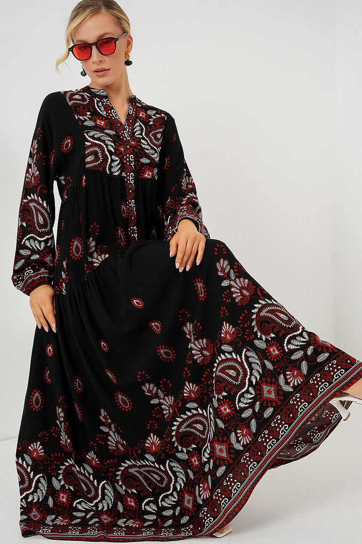 Bigdart 2423 Robe de mode authentique - Noir - Noir - Noir - Bordeaux