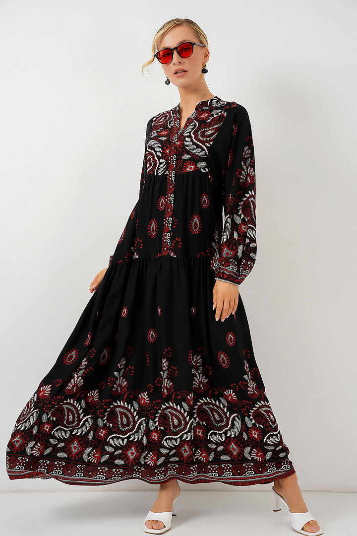 Bigdart 2423 Robe de mode authentique - Noir - Noir - Noir - Bordeaux
