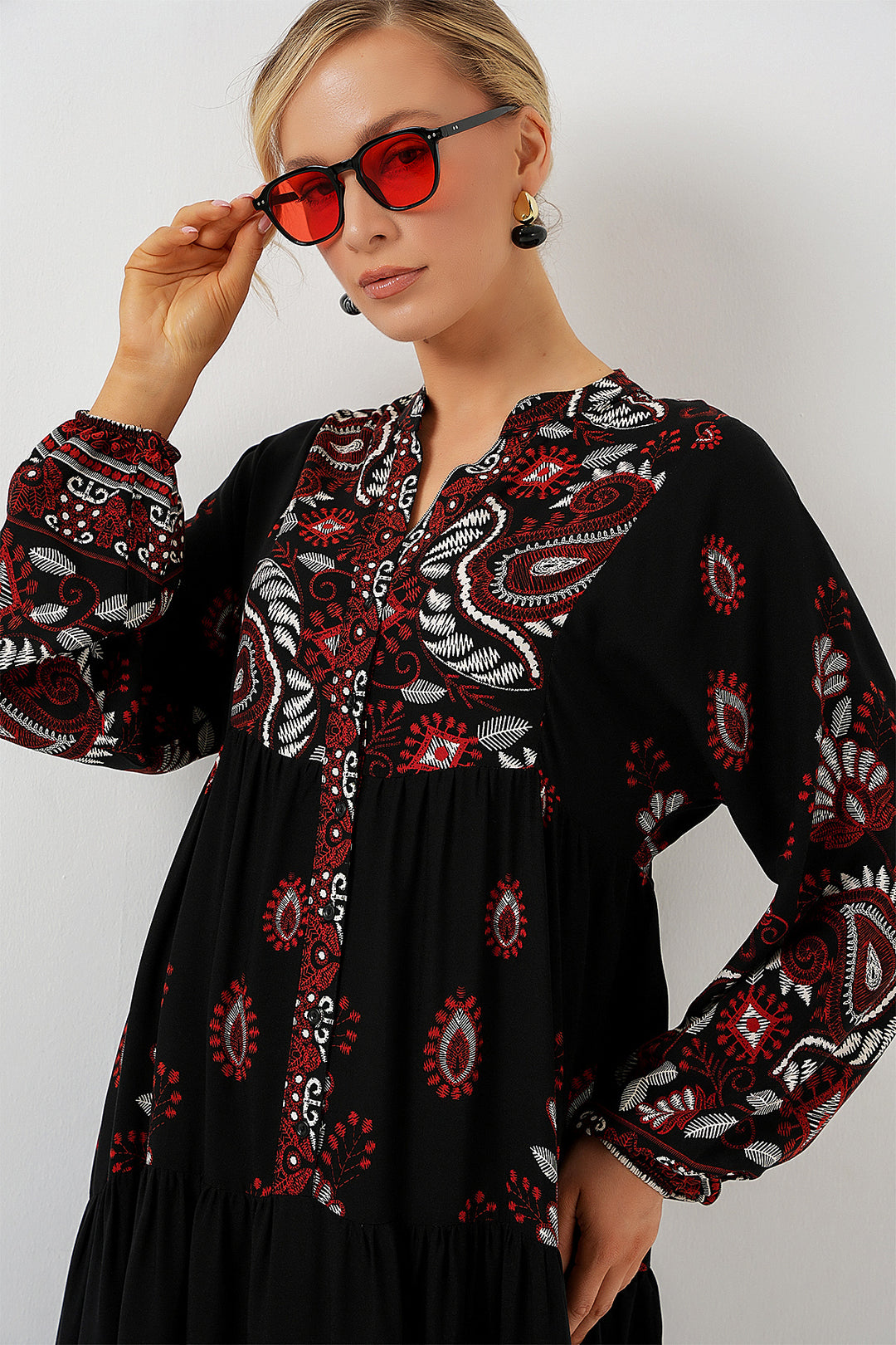 Bigdart 2423 Robe de mode authentique - Noir - Noir - Noir - Bordeaux