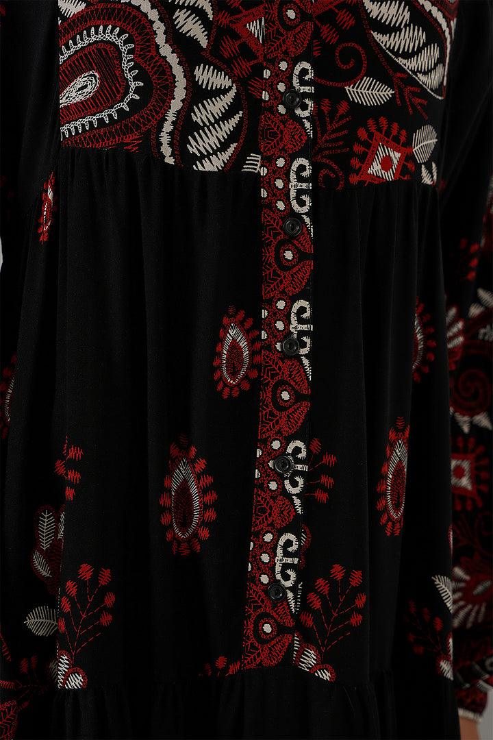 Bigdart 2423 Robe de mode authentique - Noir - Noir - Noir - Bordeaux