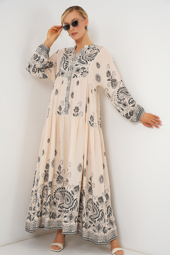 Bigdart 2423 Robe de mode authentique - Noir - Crème