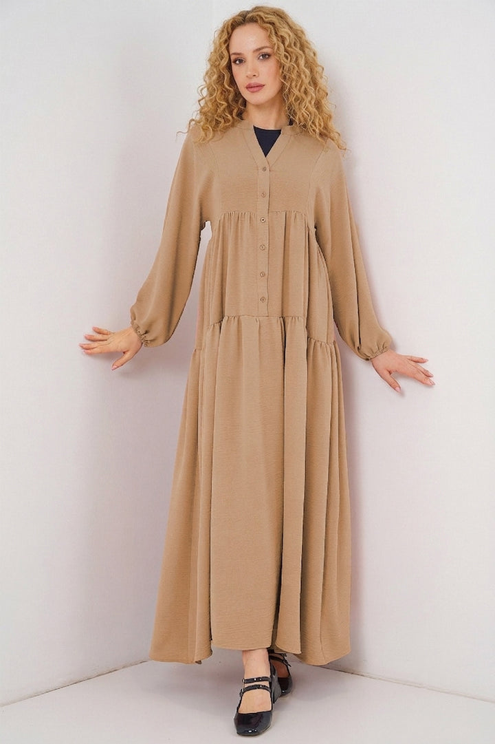 Bigdart Robe de mode authentique en viscose noire et tabac pour femme 2423 - Tabac