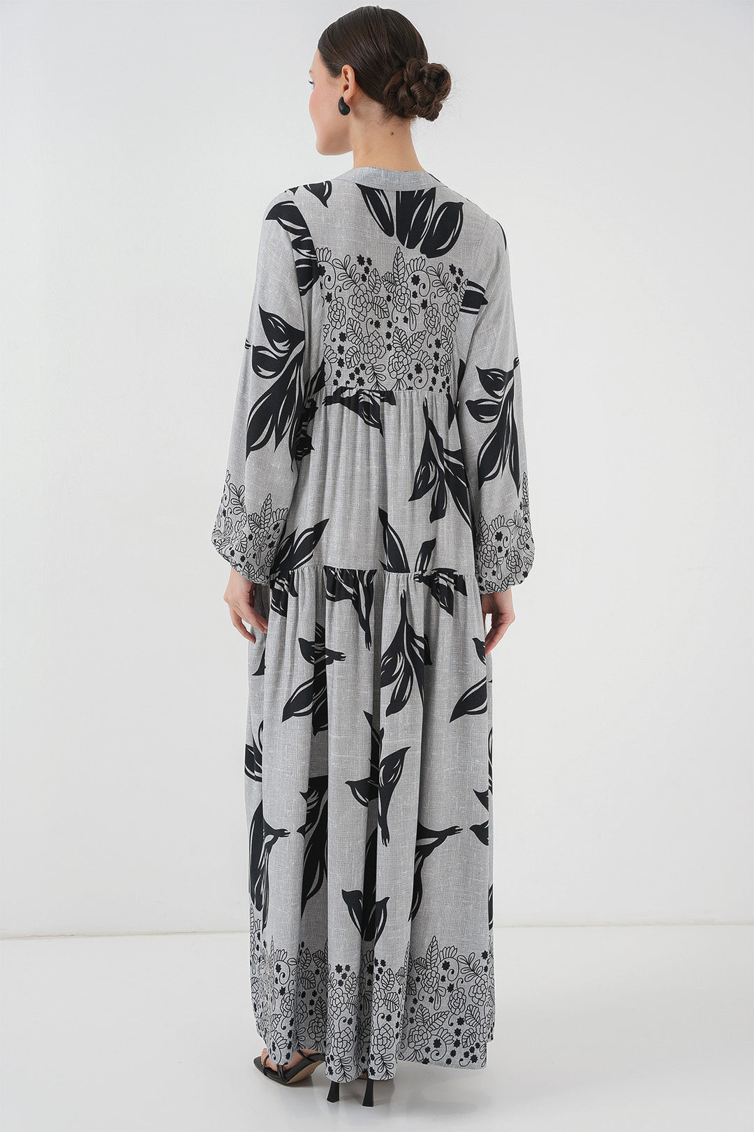 Bigdart 2423 Robe de hijab à motifs authentiques - Pierre