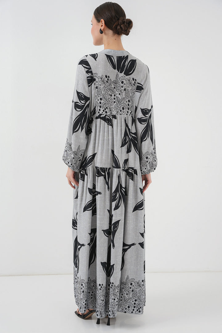 Bigdart 2423 Robe de hijab à motifs authentiques - Pierre