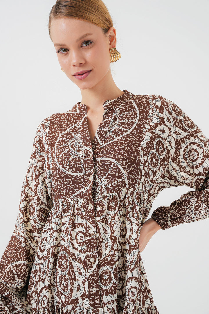Bigdart Robe de hijab à motif authentique 2423 - Marron clair