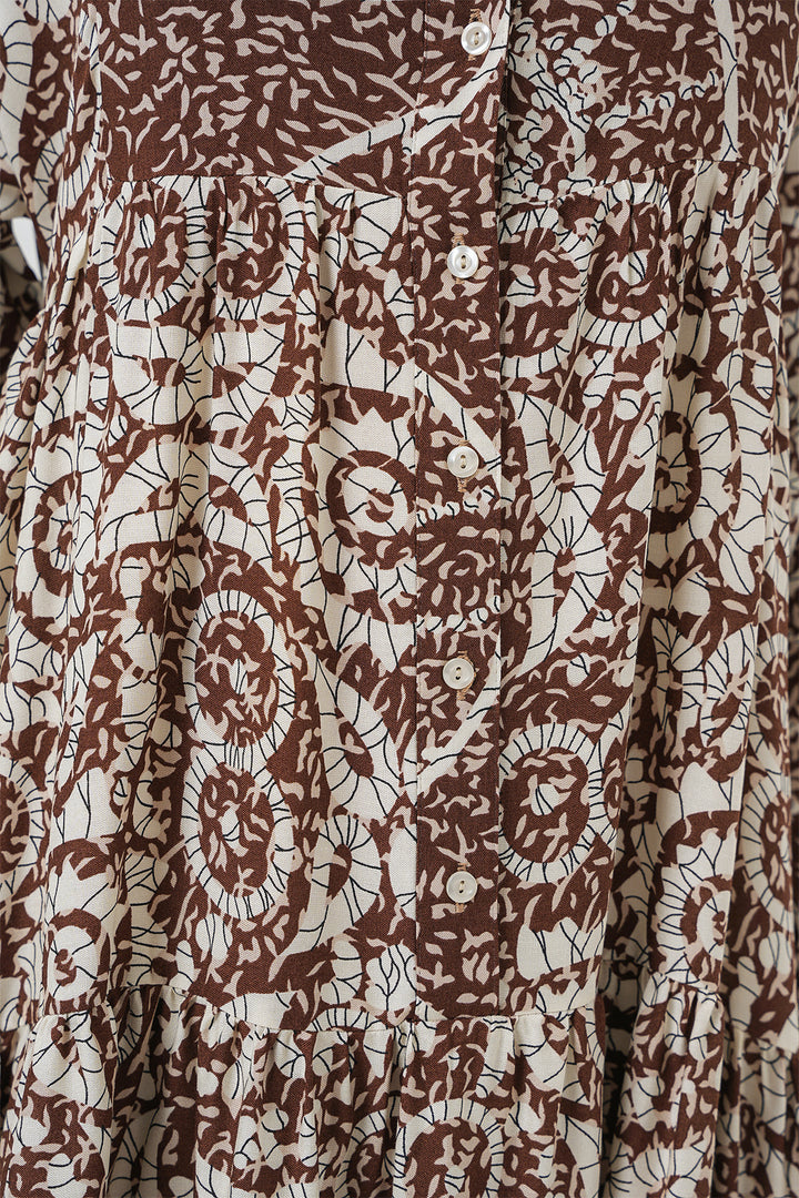 Bigdart Robe de hijab à motif authentique 2423 - Marron clair