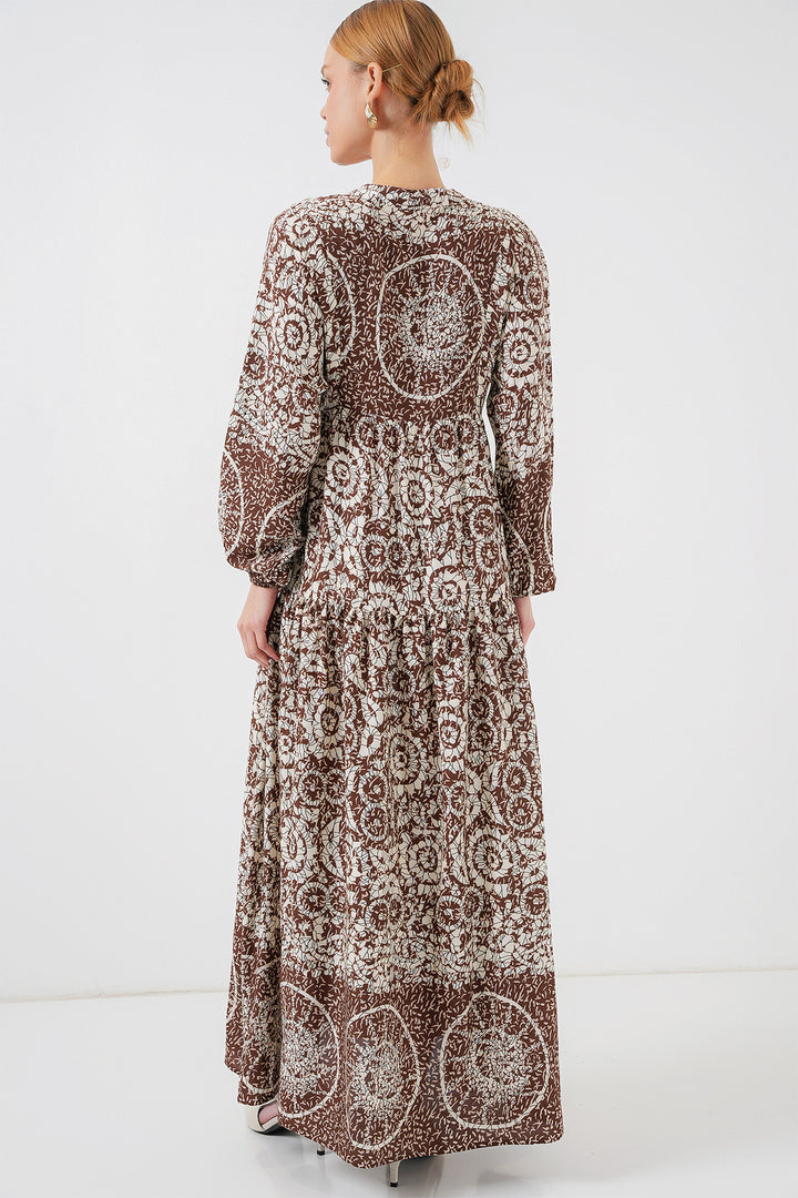 Bigdart Robe de hijab à motif authentique 2423 - Marron clair