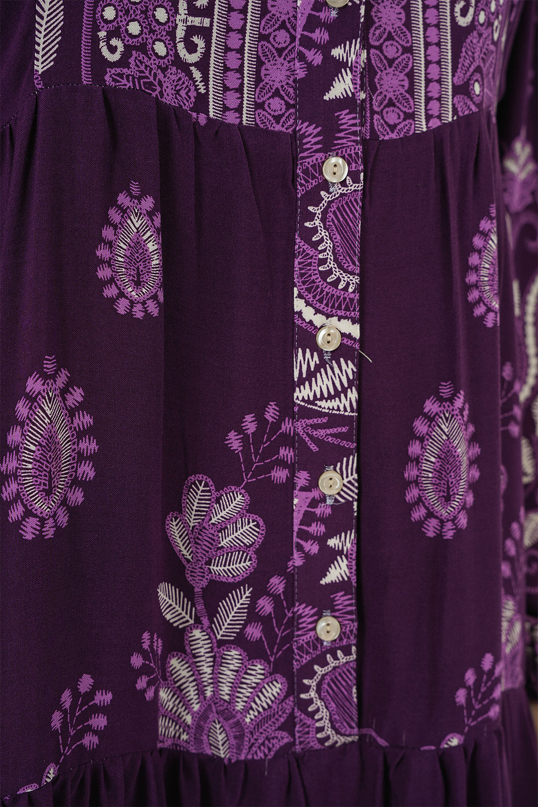 Bigdart 2423 Otantik Desenli Tesettür Elbise - V. Violet