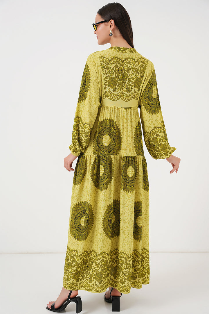 Bigdart Robe de modestie à motif authentique 2423 - Vert huile 2