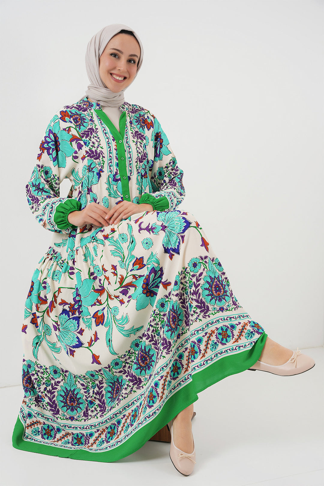 Bigdart 2423 Robe de Mode Traditionnelle - Vert 1