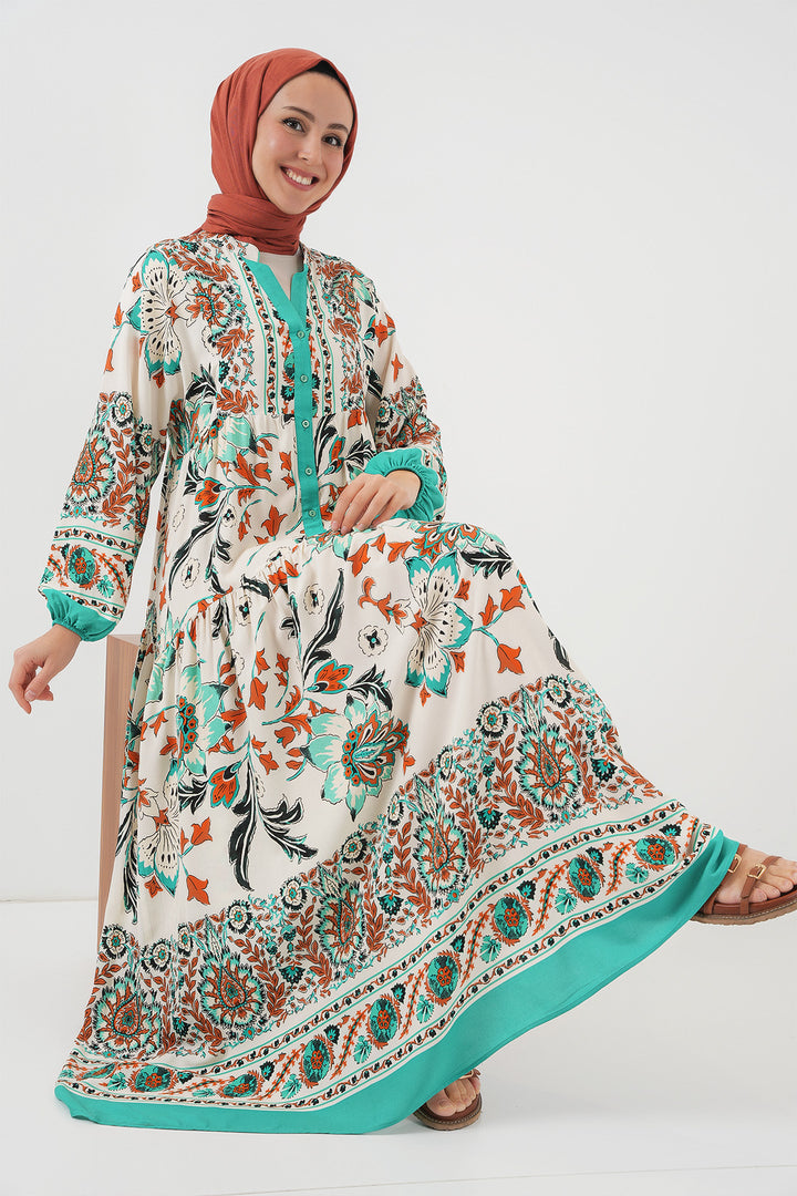 Bigdart Robe de hijab à motif authentique 2423 - Vert 2