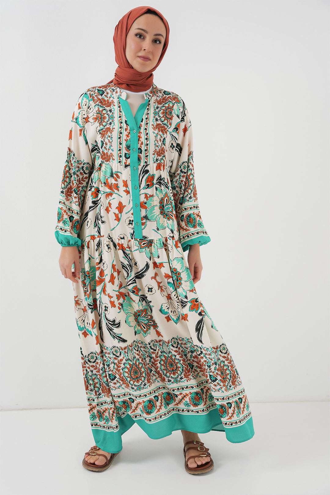 Bigdart Robe de hijab à motif authentique 2423 - Vert 2