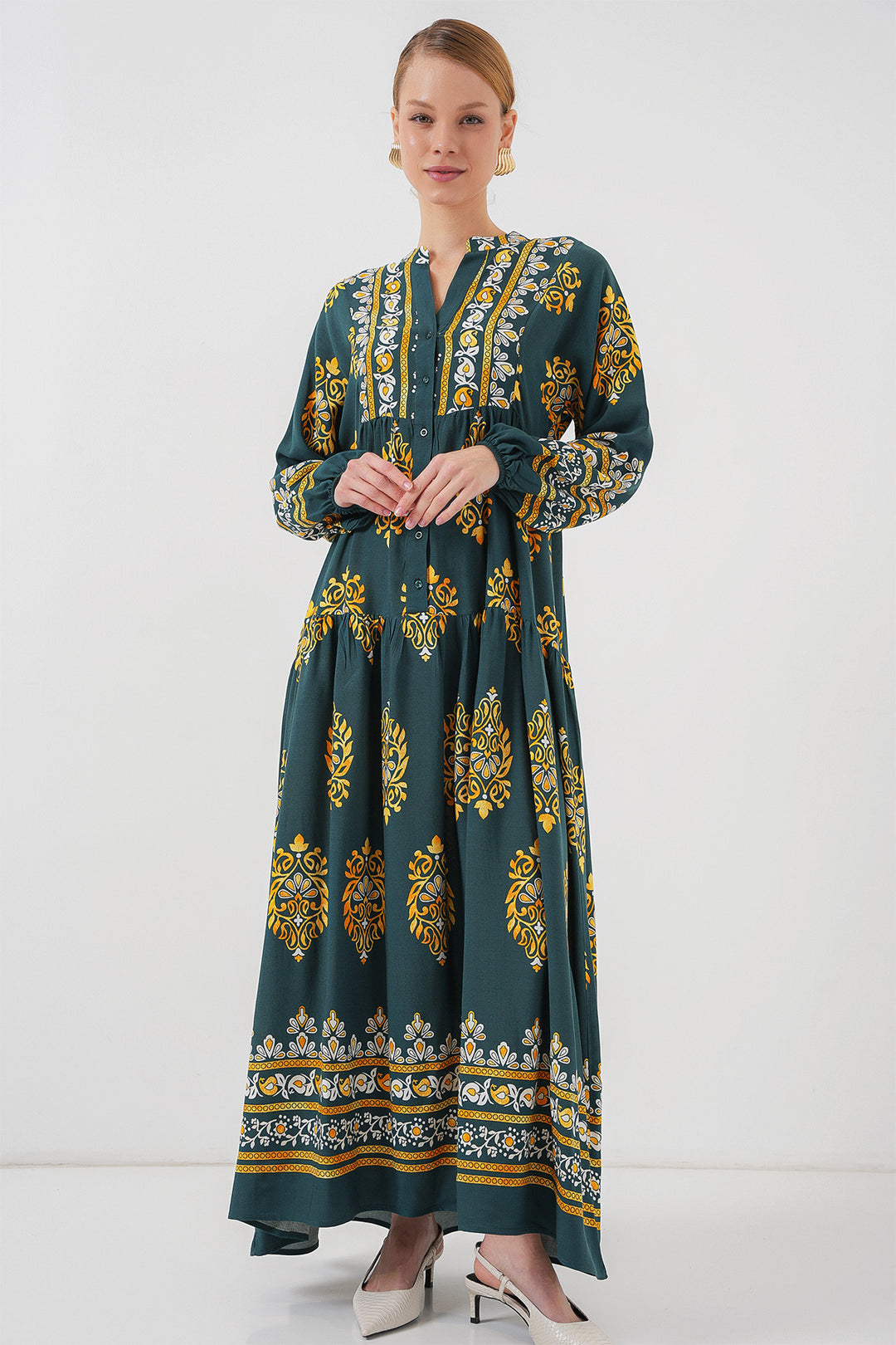 Bigdart Robe de hijab à motif authentique 2423 - Vert 7