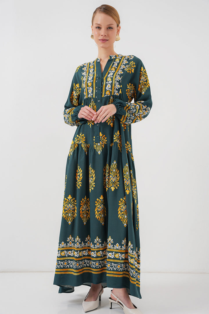 Bigdart Robe de hijab à motif authentique 2423 - Vert 7