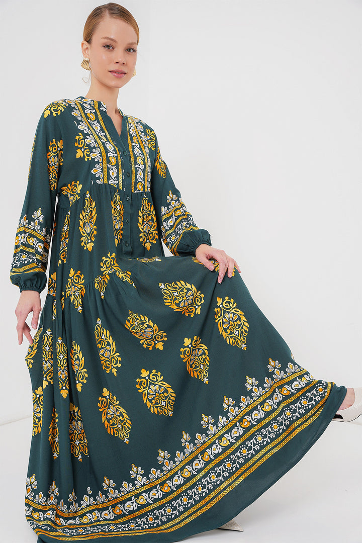 Bigdart Robe de hijab à motif authentique 2423 - Vert 7