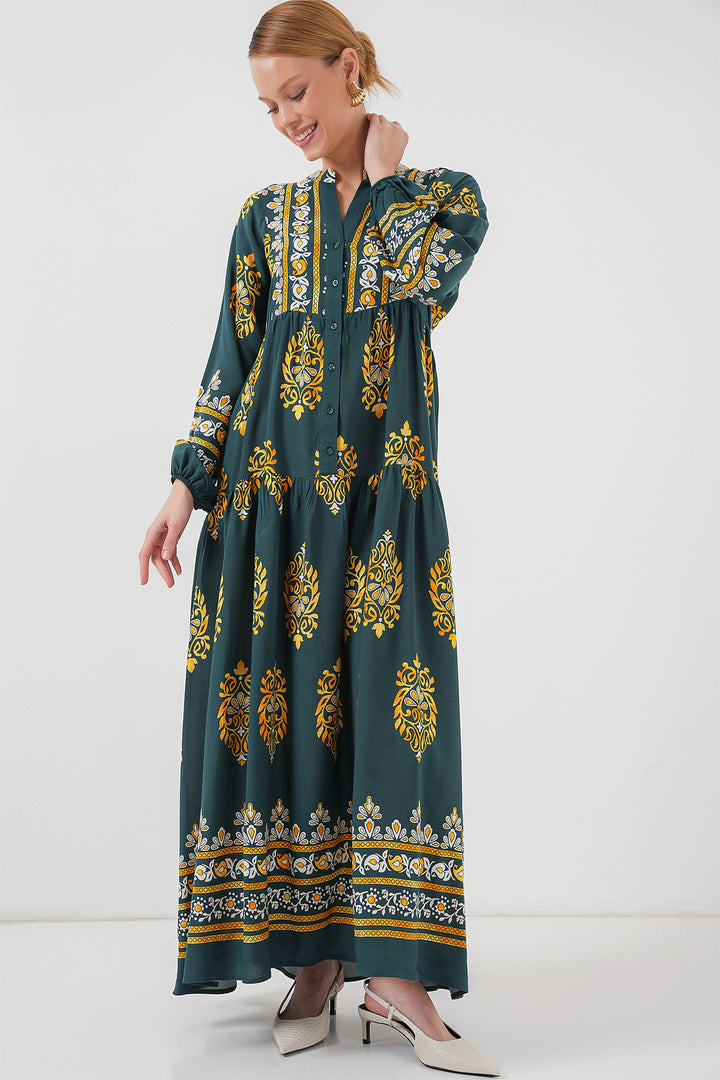 Bigdart Robe de hijab à motif authentique 2423 - Vert 7