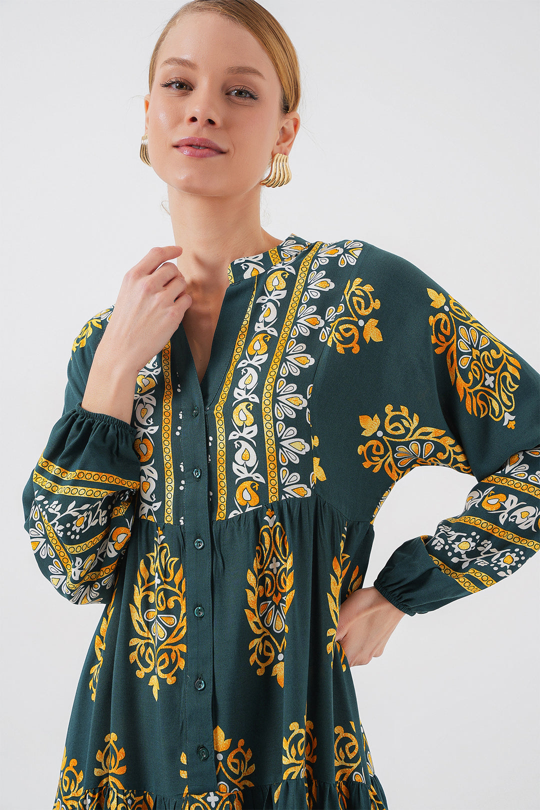 Bigdart Robe de hijab à motif authentique 2423 - Vert 7