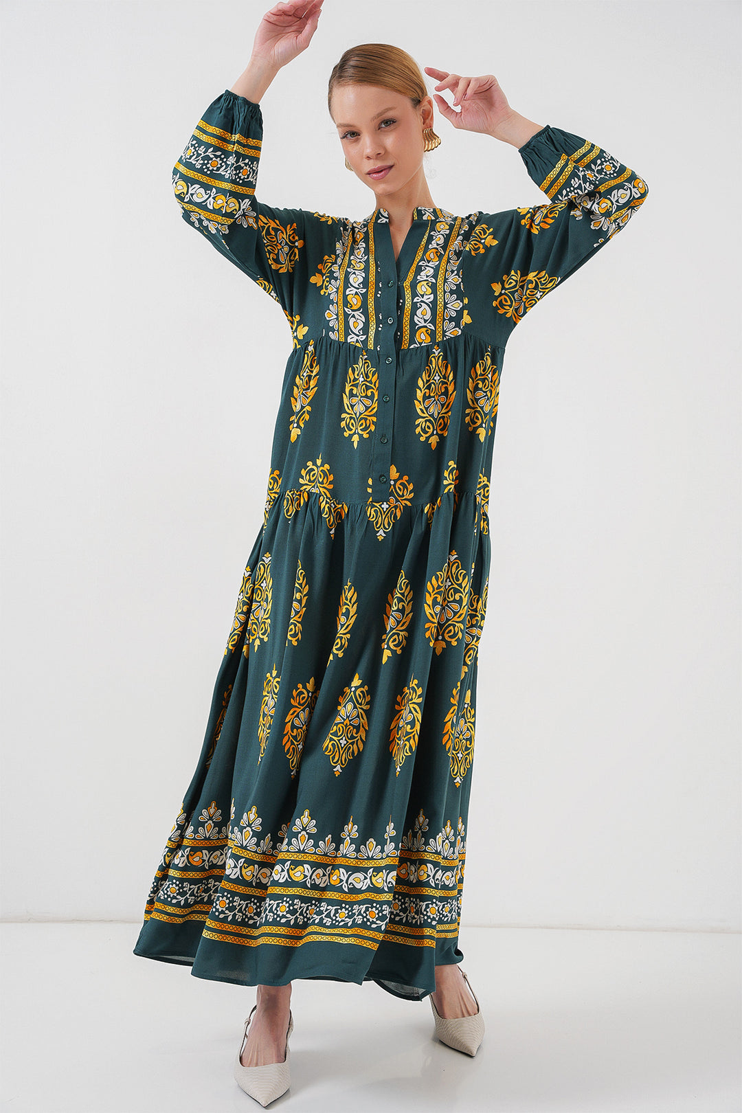 Bigdart Robe de hijab à motif authentique 2423 - Vert 7