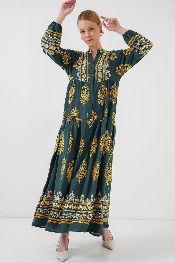 Bigdart Robe de hijab à motif authentique 2423 - Vert 7