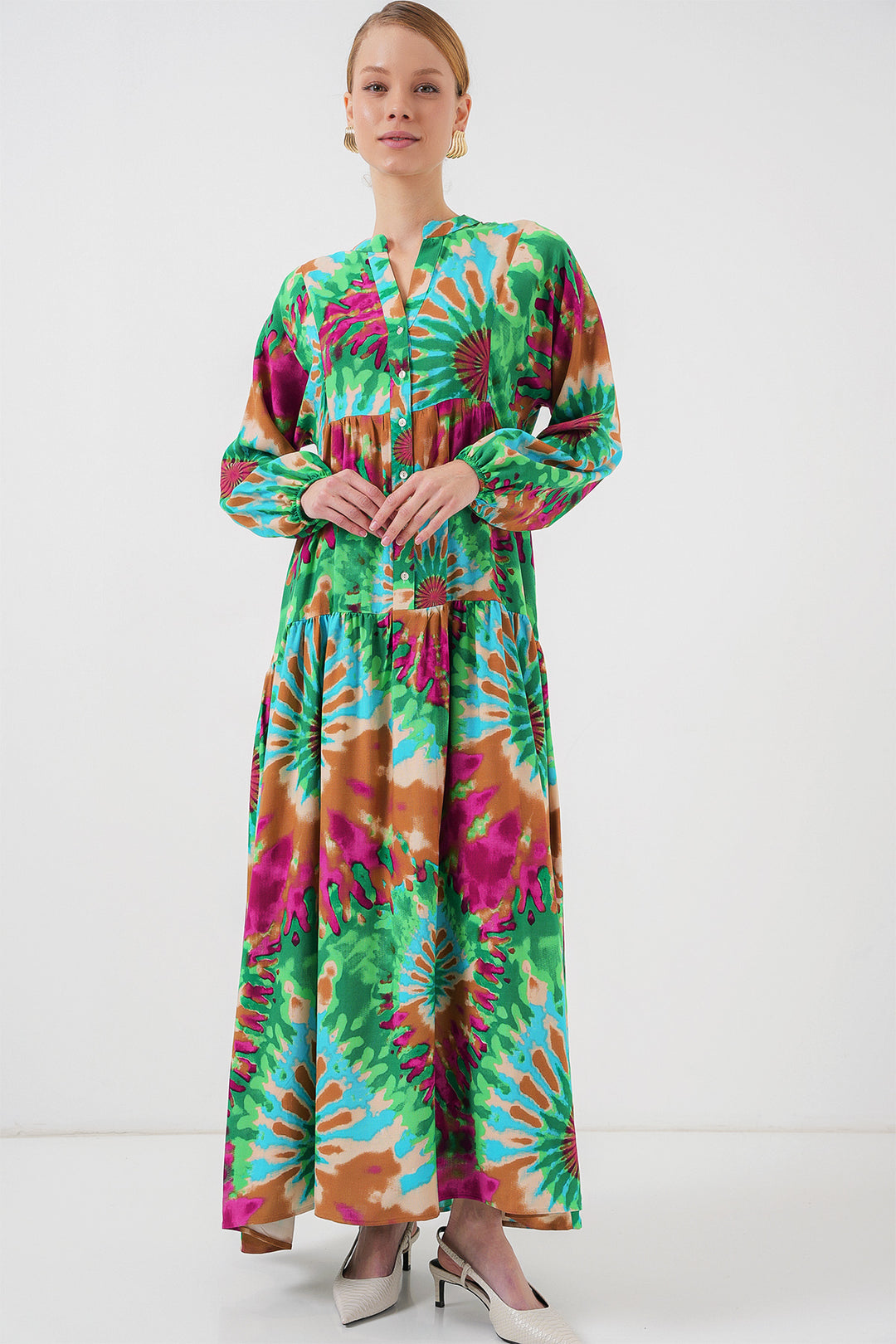 Bigdart Robe de modestie à motif authentique 2423 - Vert 9