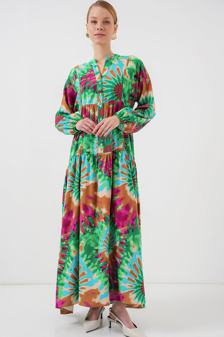 Bigdart Robe de modestie à motif authentique 2423 - Vert 9
