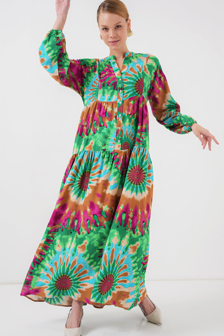 Bigdart Robe de modestie à motif authentique 2423 - Vert 9