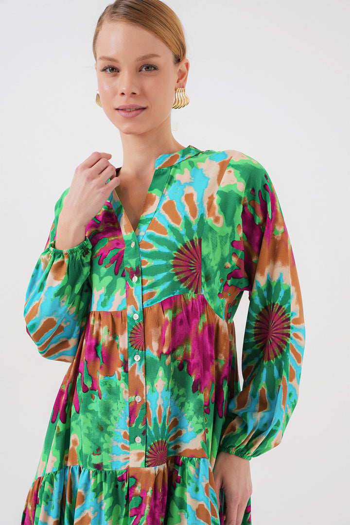 Bigdart Robe de modestie à motif authentique 2423 - Vert 9