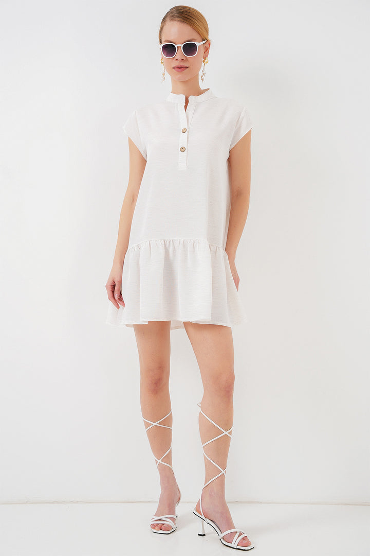 Bigdart 2425 Robe Mini en Lin - Écru
