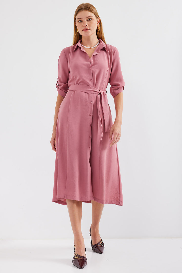 Bigdart Robe chemise à ceinture 2442 - a.gül kurusu