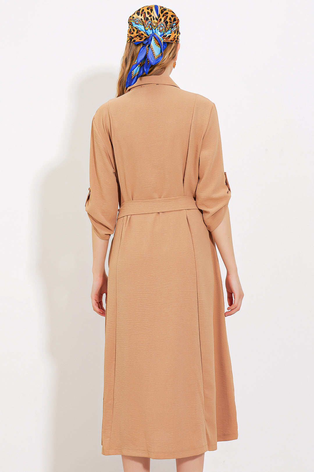 Bigdart Robe chemise à ceinture camel pour femme 2442