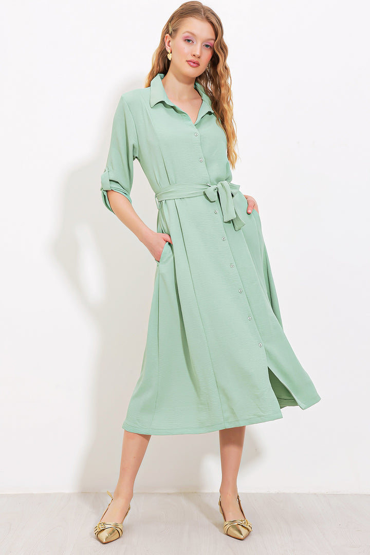 Bigdart Robe chemise à ceinture mint pour femme 2442 - d. Menthe
