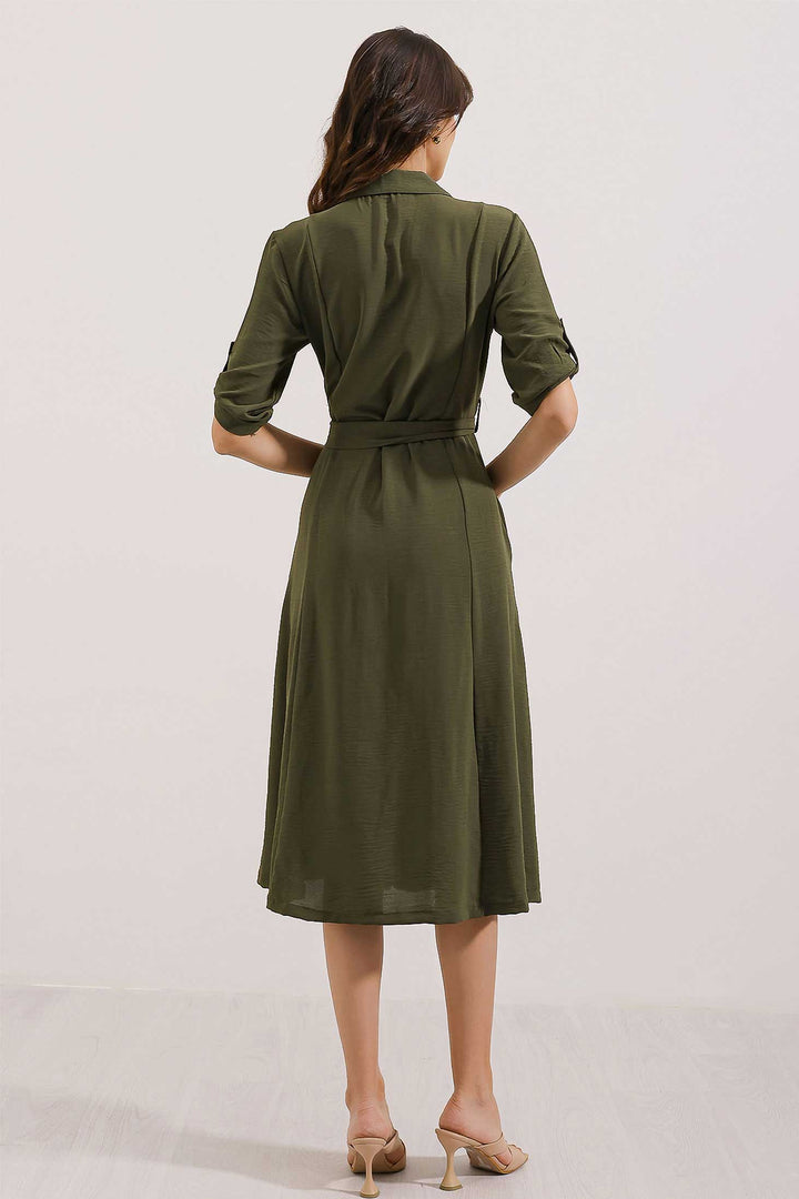 Bigdart Robe chemise femme à ceinture kaki 2442