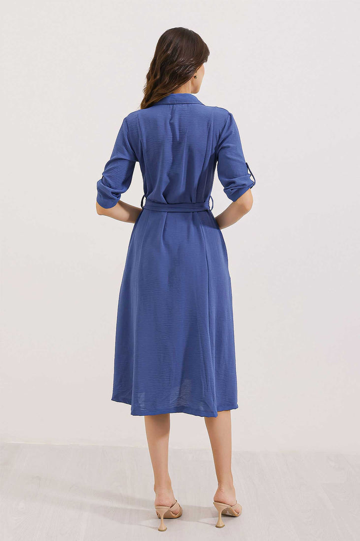 Bigdart Robe Chemise à Ceinture Indigo pour Femme 2442