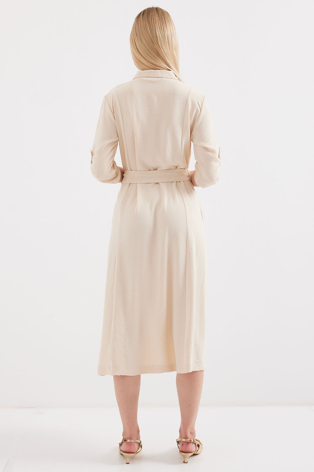Bigdart 2442 Robe chemise avec ceinture - Crème