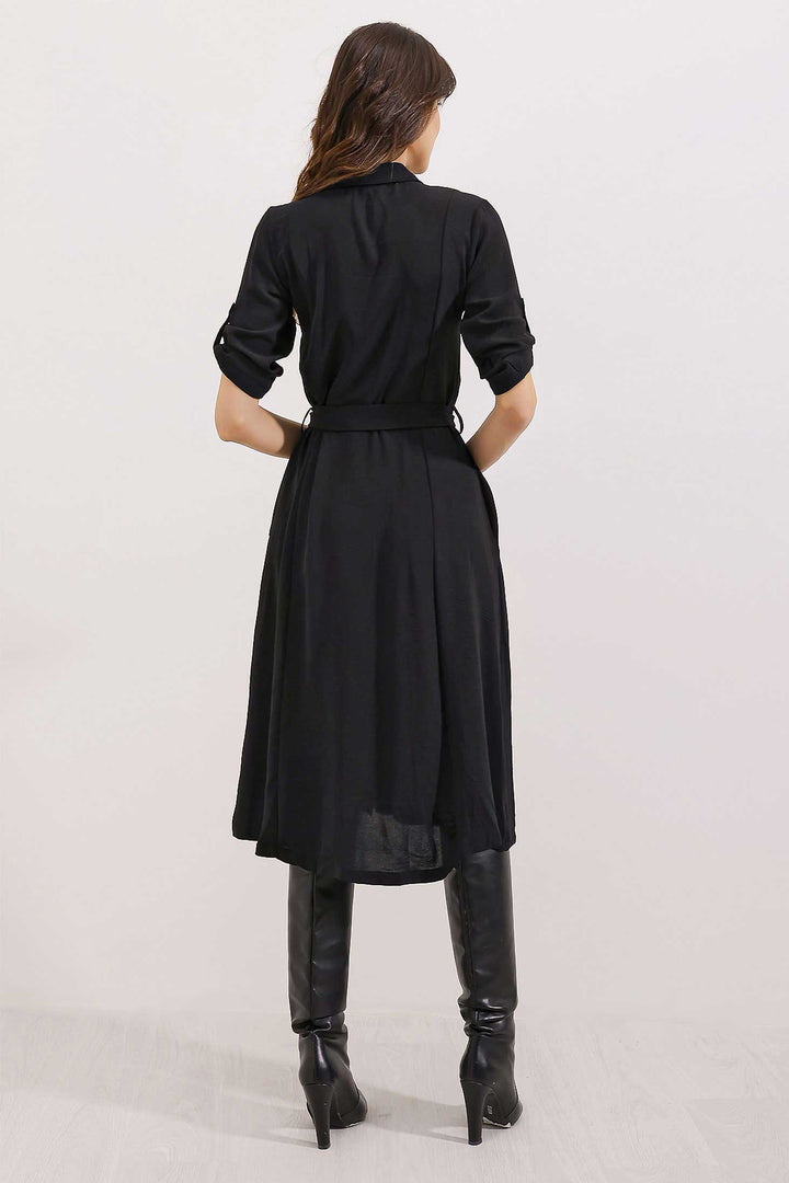 Bigdart Robe Chemise à Ceinture Noire pour Femme 2442 - Noir
