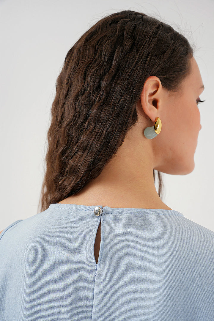 Bigdart 2444 Mini Robe en Lin - Bleu clair