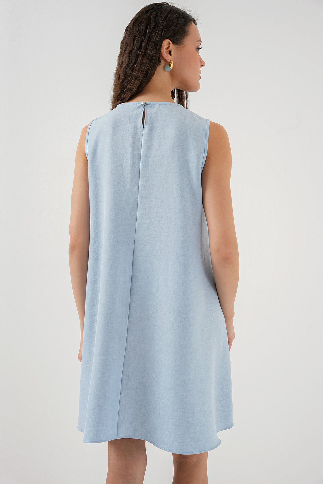 Bigdart 2444 Mini Robe en Lin - Bleu clair