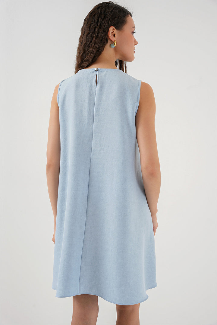 Bigdart 2444 Mini Robe en Lin - Bleu clair